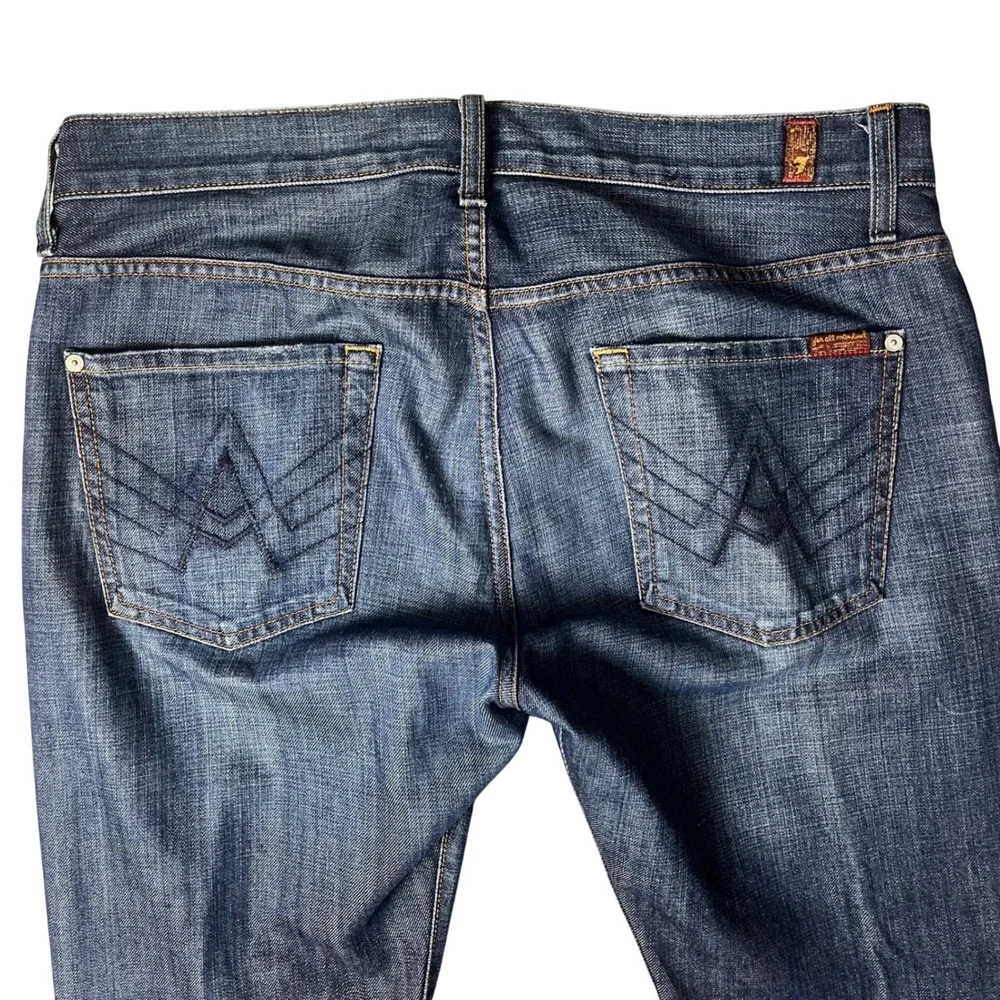 7 For All Mankind Brett Bootcut Jeans Mens 34 Blue A-Pocket Made in USA Denim - Picture 10 of 11